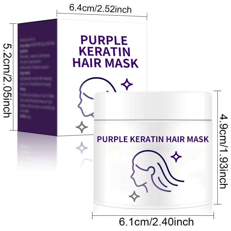 Masque capillaire à la kératine pourpre - Fixe la couleur et neutralise les tons cuivrés et jaunes pour les cheveux blonds, gris argentés et méchés