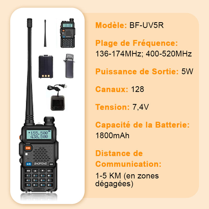 🔥Radio amateur UV-5R longue portée UV5R Radio bidirectionnelle double bande Walkie