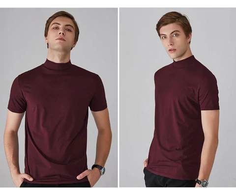 🔈🔈 Soldes 2026 - 50 % DE RÉDUCTION 🎁 T-shirt slim fit à col montant pour homme