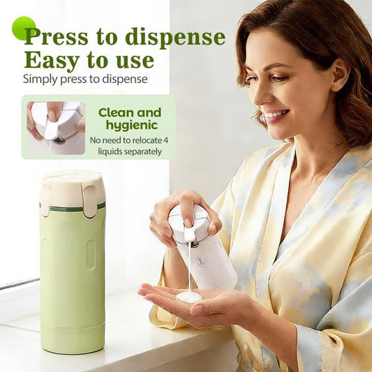 📢📢50 % de réduction ! 🧳Flacons distributeurs rechargeables 4 en 1 pour le voyage – Compact, étanche & ultra-pratique ✈️🧴