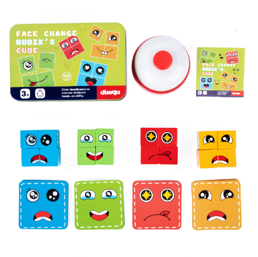 🎭 Puzzle 5D Changement de Visages - Jeu Familial Interactif, Stimule la Créativité et la Logique des Enfants 👨👩👧👦✨