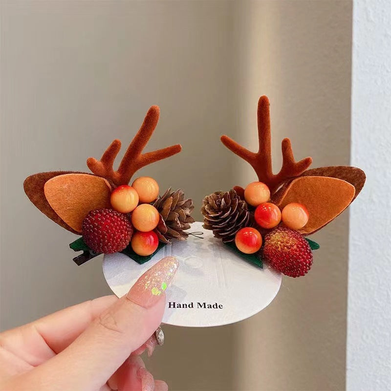 Vente chaude de noël- Barrettes de Noël en bois de renne