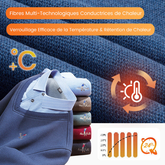 ✈️Offre spéciale🔥Haut Chaud Isolé en Polaire pour Hommes avec Col de Chemise