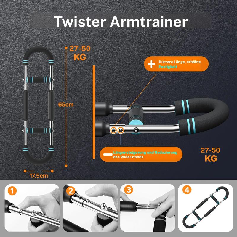 🔥Barre de musculation réglable pour appareils d'entraînement des bras, appareils d'entraînement de la force des bras et du tronc, appareil d'entraînement portable pour salle de sport à domicile et fitness
