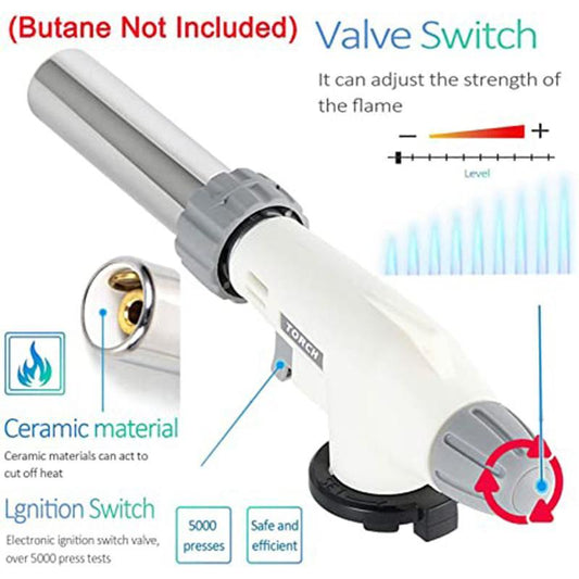 🔥 Nouveau best-seller ❤️🔥 Chalumeau de cuisine au butane – Allumeur à flamme soufflée