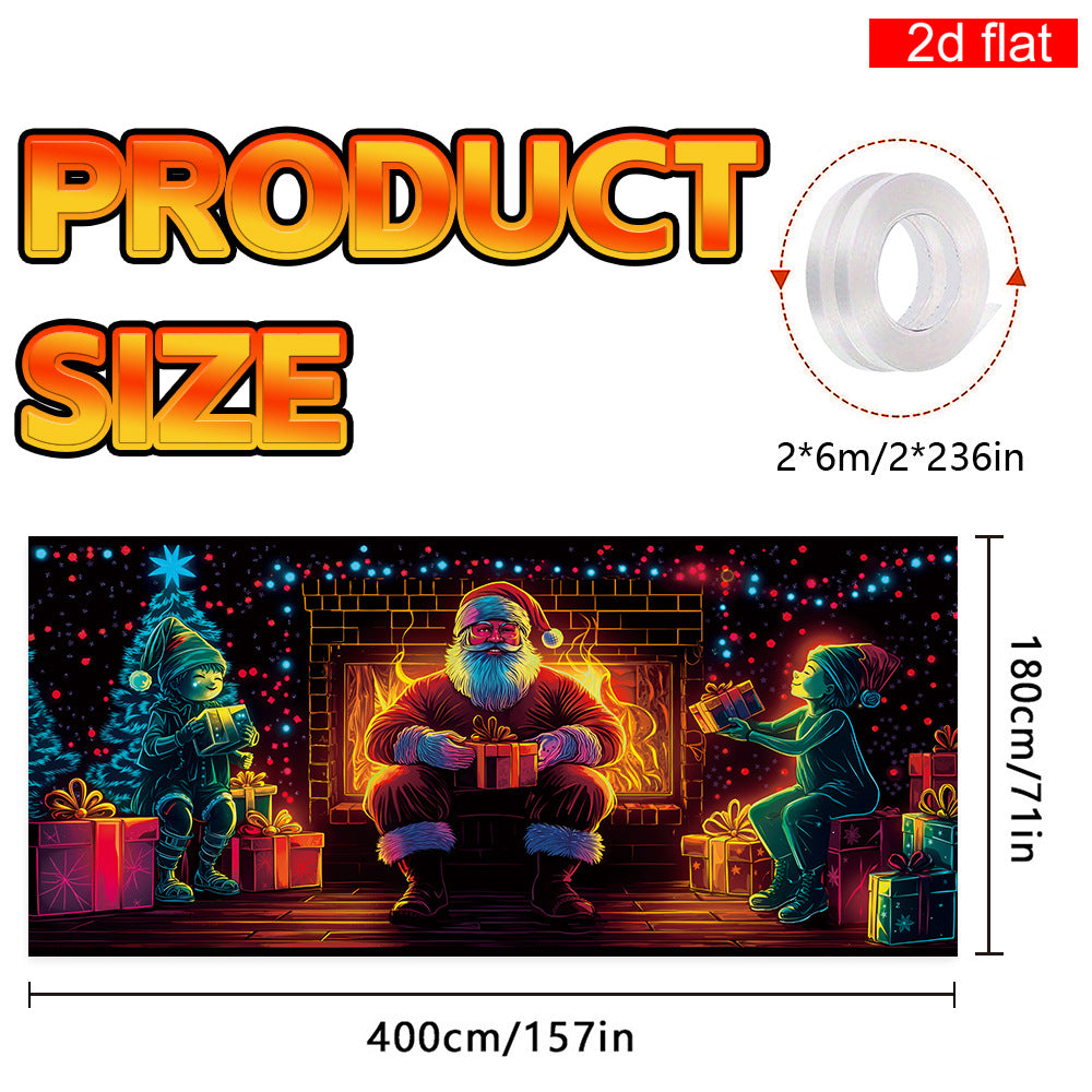 🎇🚪Bannière de Noël pour porte de garage activée par les UV, brille dans le noir🔥🎉