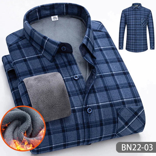 🔥 50% DE RÉDUCTION ! ✨ Chemise Homme Épaissie à Rayures pour Automne/Hiver - Double Couche Isolante, Chaleur 360°, Équivalent à 3 Chemises Classiques 👔❄️