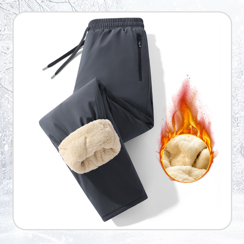 Pantalon imperméable et coupe-vent pour homme, doublé de peluche douillette