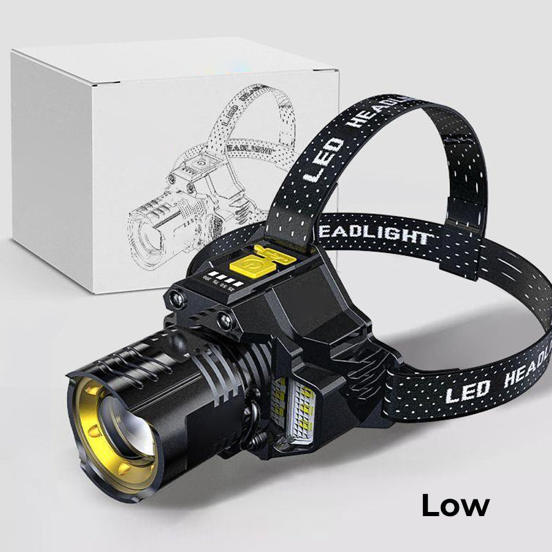 Lampe frontale rechargeable étanche pour l'extérieur avec bandeau