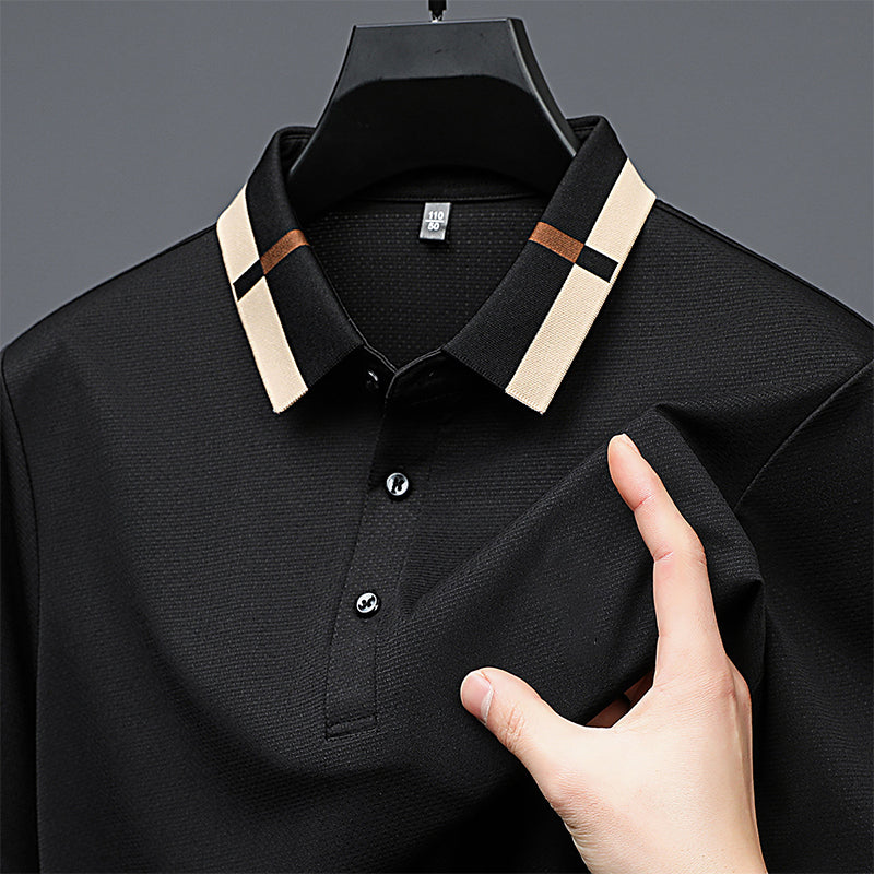 đ„Aujourd'hui 50% de rĂ©ductionđ„T-shirt Ă manches courtes et revers en soie stretch Ice pour hommes