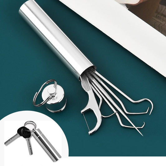 🔥-50 % aujourd’hui ! Ensemble de Cure-Dents Réutilisables en Inox 🦷 Durable & Hygiénique