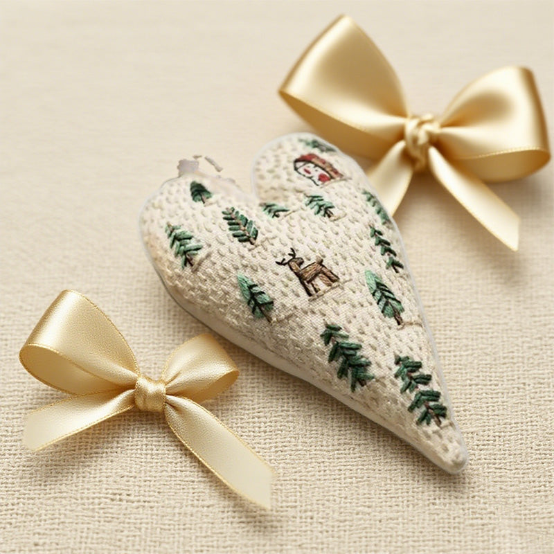 Kit de Broderie à la Main de Noël en Forme de Cœur