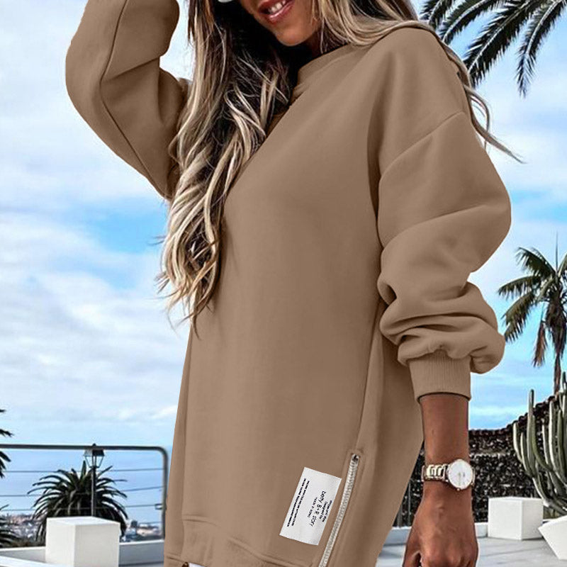 👚 60% DE RÉDUCTION ! 🧥 Robe Sweat Décontractée à Fente Zippée - Confort Doux et Style Urbain pour un Look Casual Confy, Taille Unique 🏙️✨