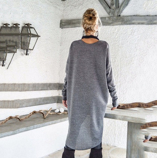 Robe Pull pour Femme à Ourlet Asymétrique – Tricot Doux, Coupe Ajustée pour Rendez-vous/Travail/Hiver