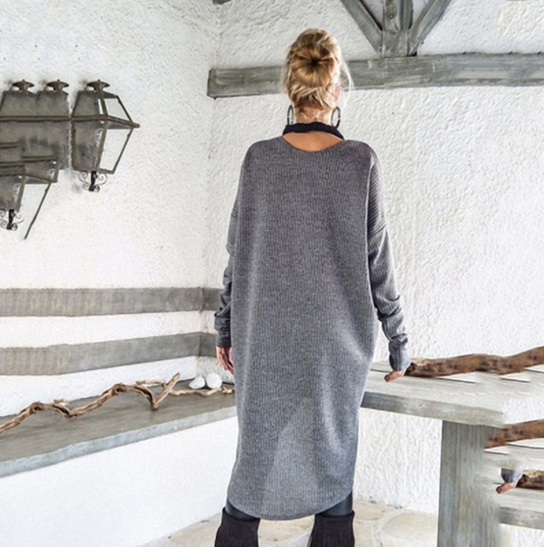 Robe Pull pour Femme à Ourlet Asymétrique – Tricot Doux, Coupe Ajustée pour Rendez-vous/Travail/Hiver
