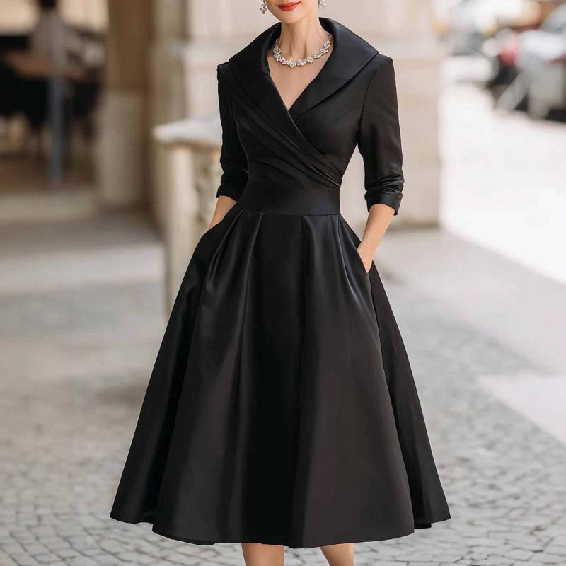 đ„ Vente chaude 50% de rĂ©duction đRobe Midi PlissĂ©e et ĂvasĂ©e Ă Manches Longues pour Femme