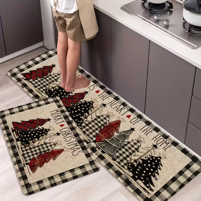 Tapis de Sol Anti-Dérapant de Noël Festif