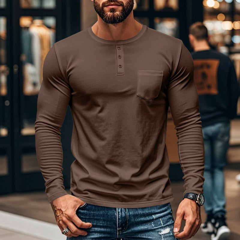 đ„ 50 % de rĂ©duction immĂ©diate â T-shirt Henley manches longues slim fit pour homme : respirant, Ă©lĂ©gant & polyvalent ! đđ