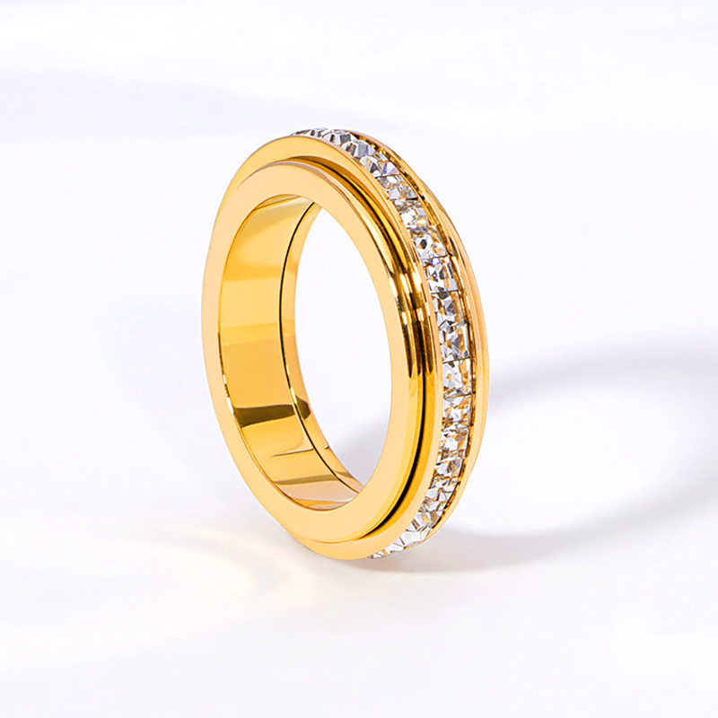 🎁 Cadeaux Priviléges de Noël🎄 🎅Bague tournante en acier titane avec zircone