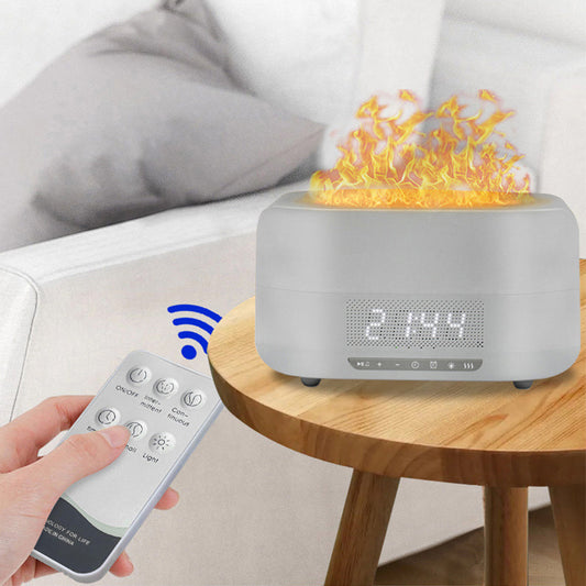 Diffuseur d'arôme à effet flamme avec humidificateur et enceinte Bluetooth