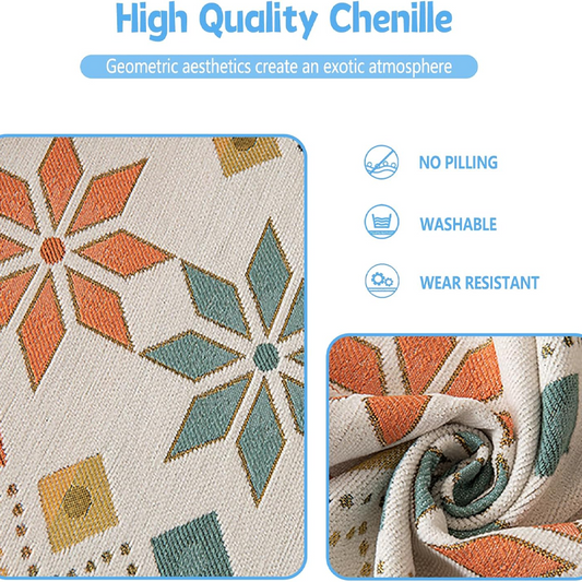 🥰Housse réversible pour canapé bohème avec pompons