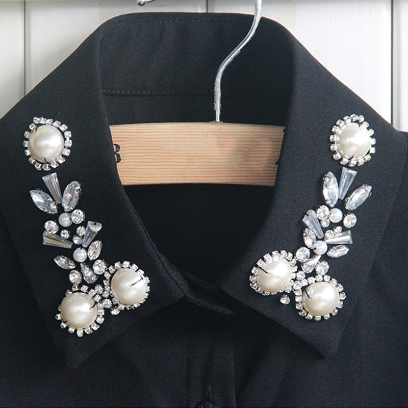 📢📢60 % de réduction !!!✨Élégant faux col en fausses perles et strass