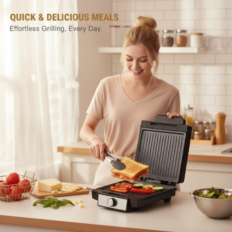 Appareil à panini électrique 1400 W et grill