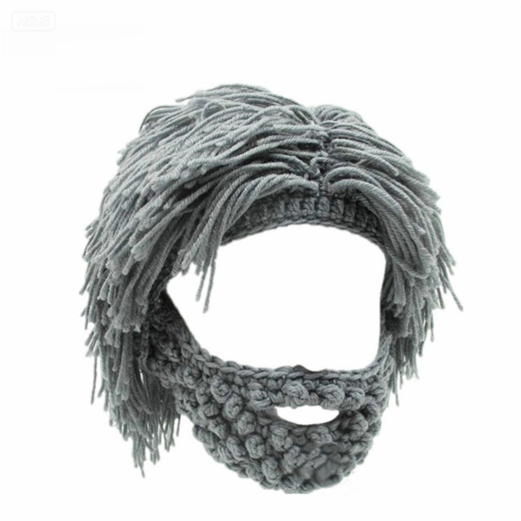 📢📢50% de réduction ! 🎩Chapeau Punk avec Perruque et Barbe Tricotée✨Style Unique, Prêt à Porter & Accessoire de Déguisement💥