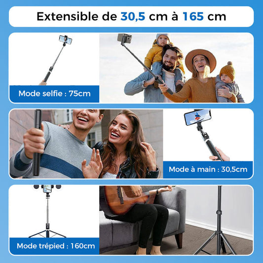 📢📢60 % de réduction !! ⏰Nouvelle perche à selfie Bluetooth 6 en 1