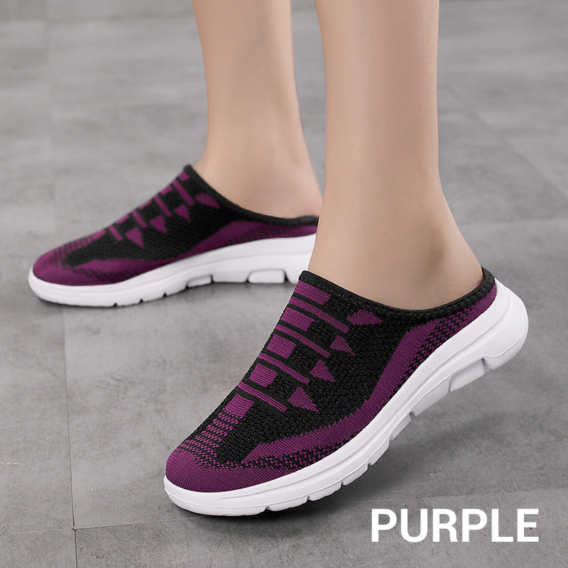 🔥 Mules fermées confortables et respirantes – semelles antidérapantes, tige en mesh respirant et élégantes rayures. 👟