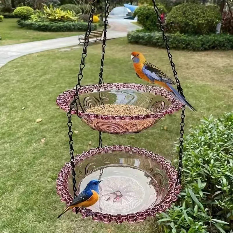 🐦Mangeoire & Bain d'Oiseaux Suspendu Style Vintage – Design Élégant, Facile à Accrocher & Jardin Accueillant