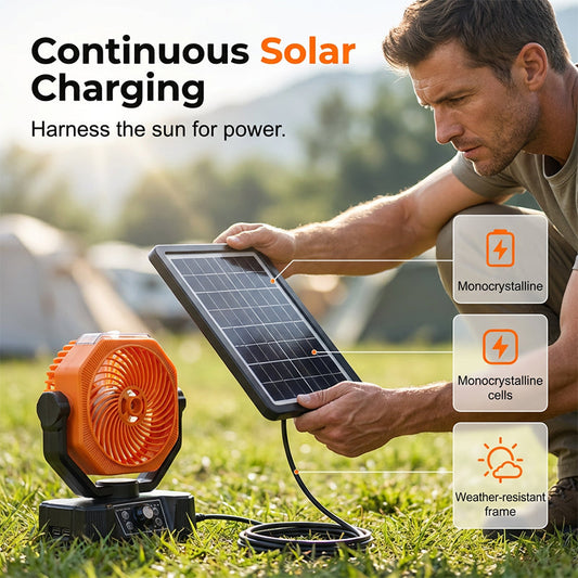 🌞 Ventilateur de camping portable brumisateur solaire – Rafraîchissez-vous partout, même hors réseau ! ⛺💨 Brumisateur rafraîchissant + oscillation large + télécommande – votre compagnon ultime pour le confort en extérieur. 🔋🌀