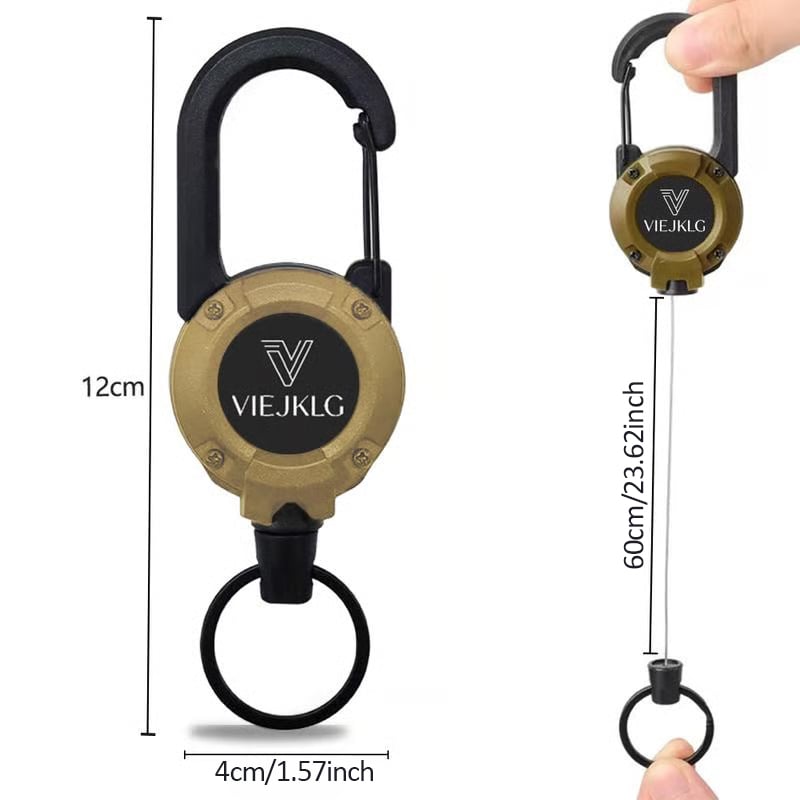 đPorte-clĂ©s avec mousqueton rĂ©tractable đŁ â Cordon en acier de 65 cm, porte-badge robuste, accessoire EDC lĂ©ger pour clĂ©s, cartes d'identitĂ© et usage en extĂ©rieur