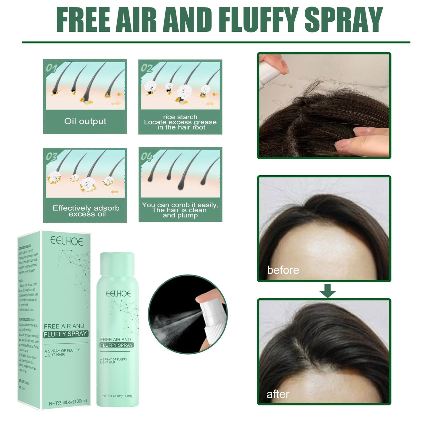 💥Achetez 2 Gratuit 1💥Spray dégraissant, volumisant et asséchant rapide✨