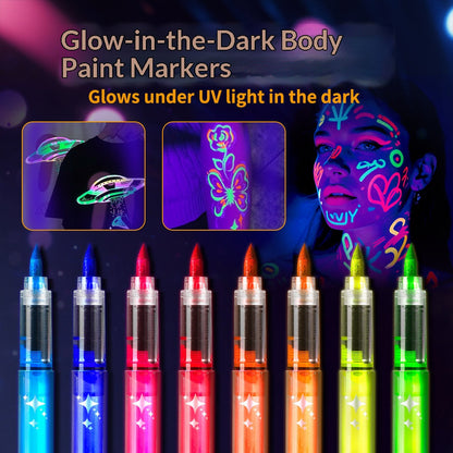 🎅 Offres spéciales de Noël €14.9!! ⚡ 50K+ VENDU! 🎁 8 stylos de peinture de visage de marqueurs de corps de couleur