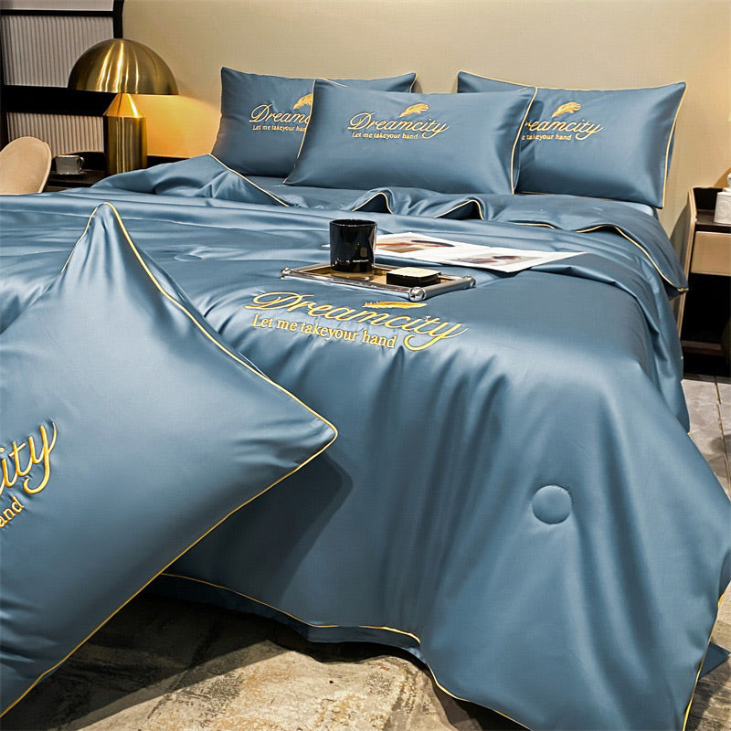 ❄️Parure de lit quatre pièces en velours de haute qualité💕Confortable et rafraîchissant