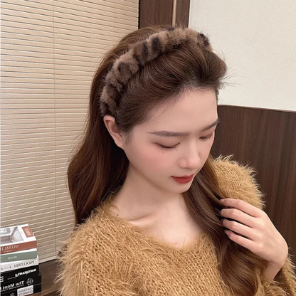 Serre-tête à imprimé léopard avec dents