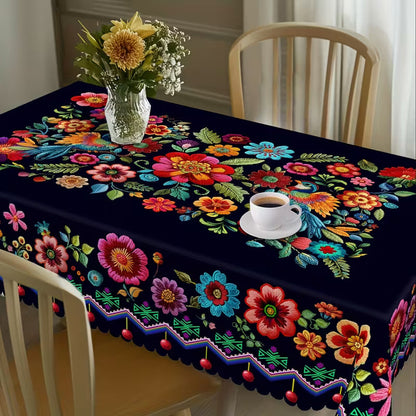 🔥Vente chaude🔥Nappe florale mexicaine avec bord festonné (50% de réduction)