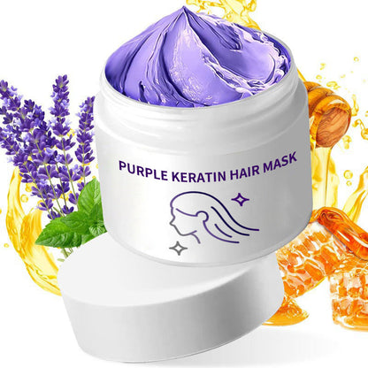 Masque capillaire à la kératine pourpre - Fixe la couleur et neutralise les tons cuivrés et jaunes pour les cheveux blonds, gris argentés et méchés