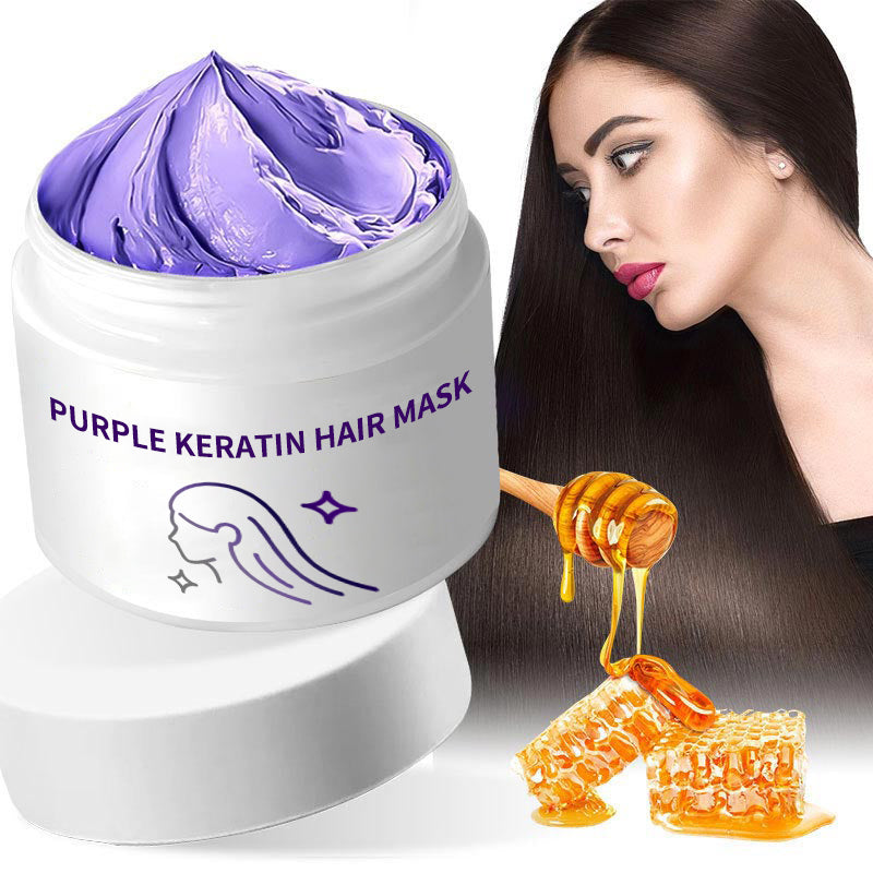 Masque capillaire à la kératine pourpre - Fixe la couleur et neutralise les tons cuivrés et jaunes pour les cheveux blonds, gris argentés et méchés