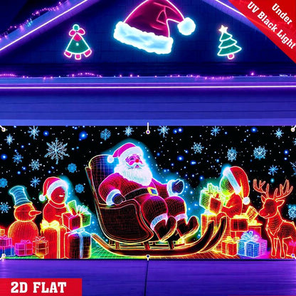 🎇🚪Bannière de Noël pour porte de garage activée par les UV, brille dans le noir🔥🎉