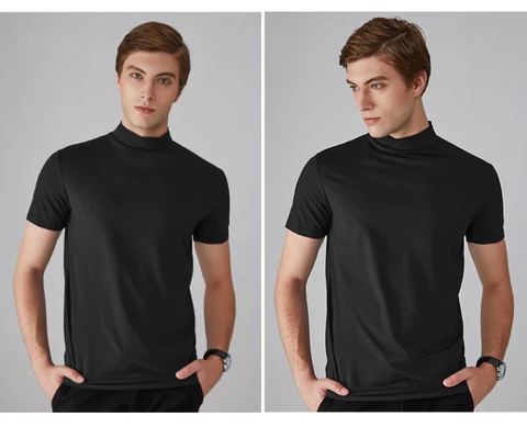 🔈🔈 Soldes 2026 - 50 % DE RÉDUCTION 🎁 T-shirt slim fit à col montant pour homme