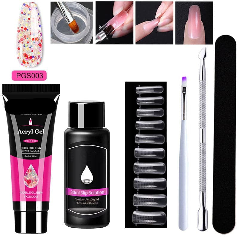 Gel d'extension cristal pour nail art (lot de 7)