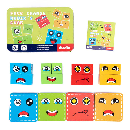 🎭 Puzzle 5D Changement de Visages - Jeu Familial Interactif, Stimule la Créativité et la Logique des Enfants 👨‍👩‍👧‍👦✨