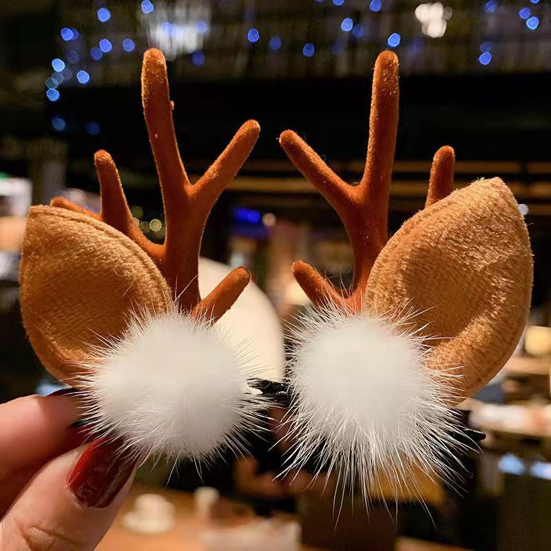 Vente chaude de noël- Barrettes de Noël en bois de renne
