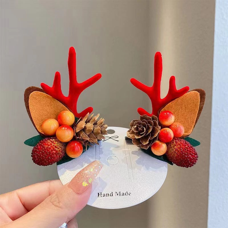 Vente chaude de noël- Barrettes de Noël en bois de renne