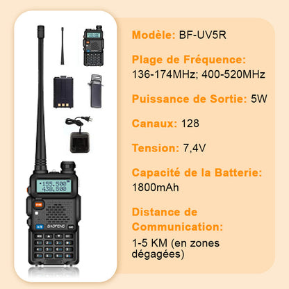 🔥Radio amateur UV-5R longue portée UV5R Radio bidirectionnelle double bande Walkie