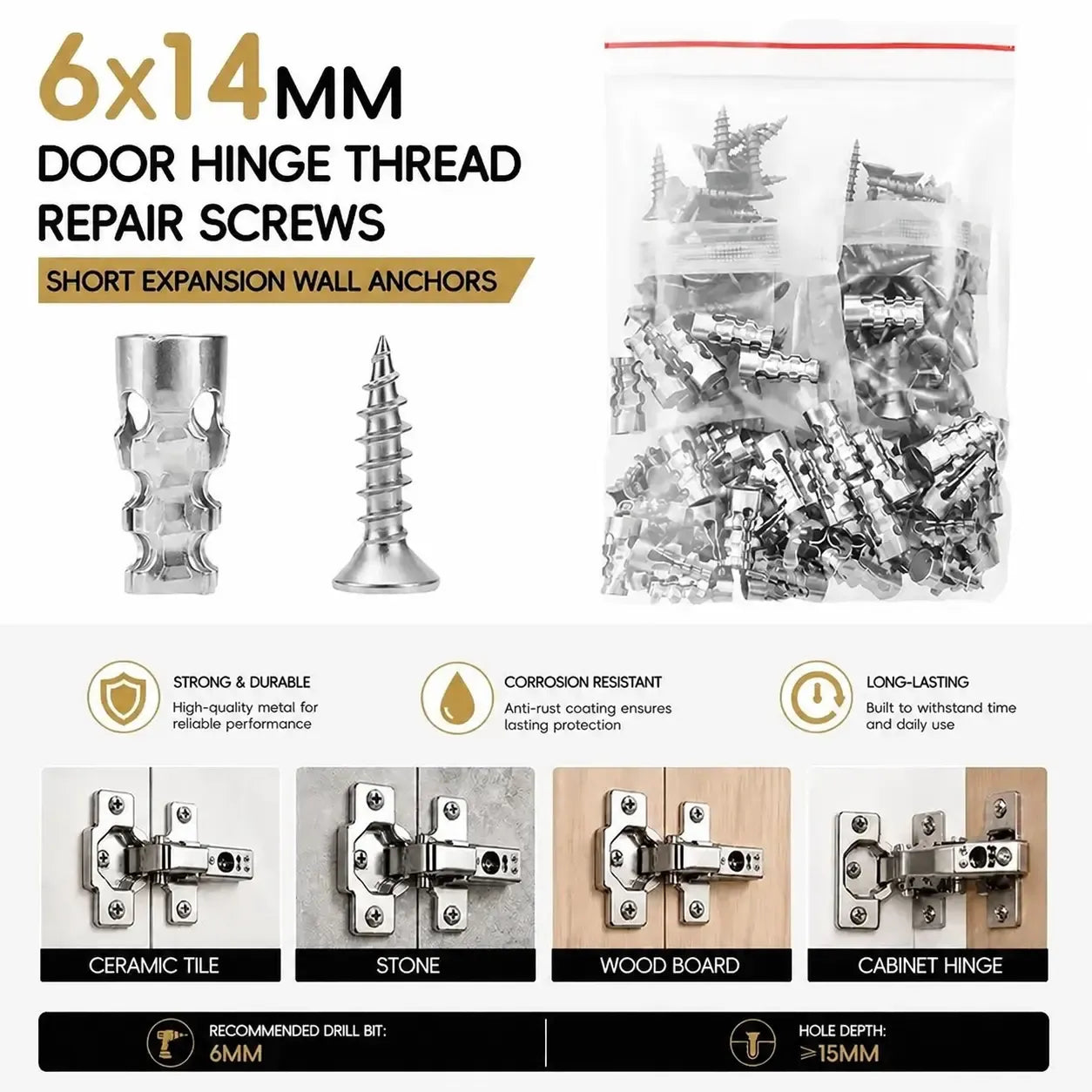 🛠️🔩 Kit de chevilles auto-foreuses pour cloisons sèches avec vis 🪨 – Accessoires de fixation murale à installation facile