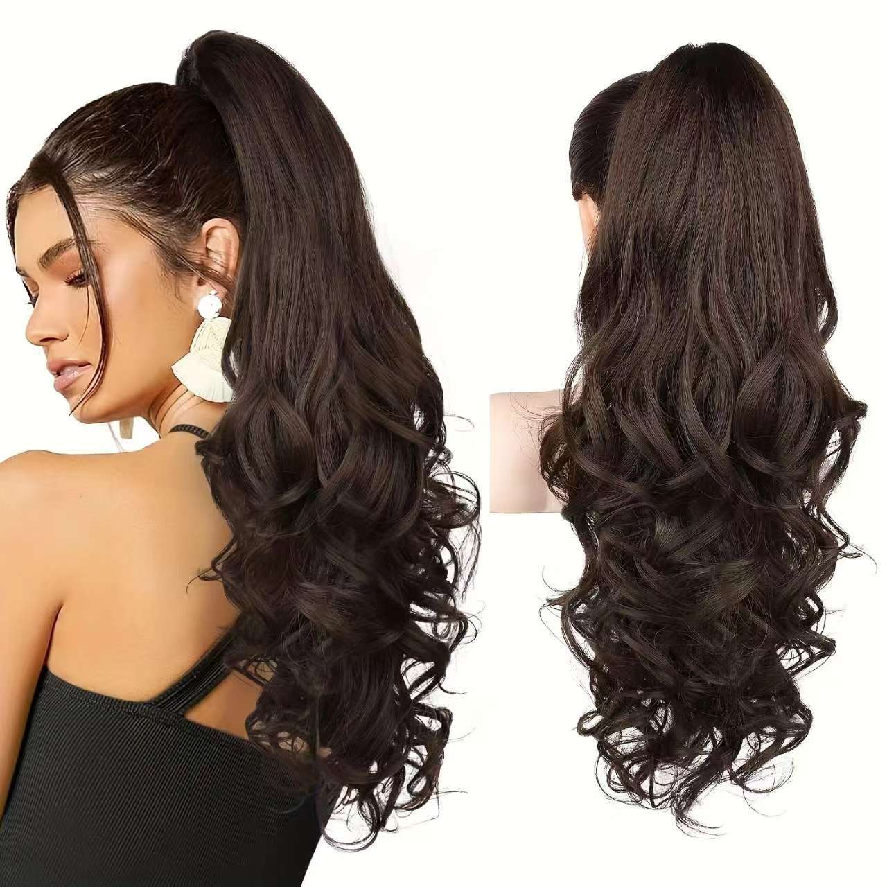 💜 Promotion limitée — 50 % de réduction ! 💜 Extension de queue de cheval ondulée à clip