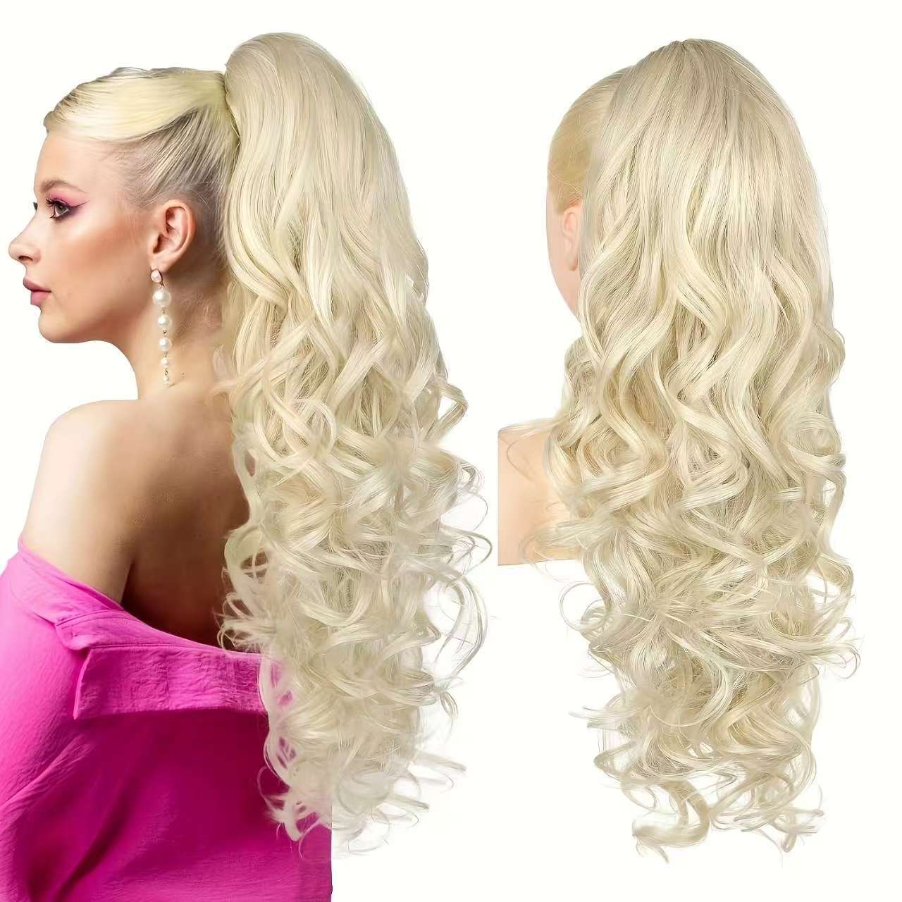 💜 Promotion limitée — 50 % de réduction ! 💜 Extension de queue de cheval ondulée à clip